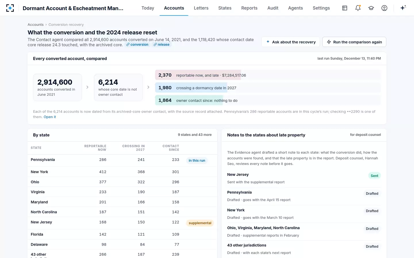 Dormant Account & Escheatment Management — What a core conversion reset