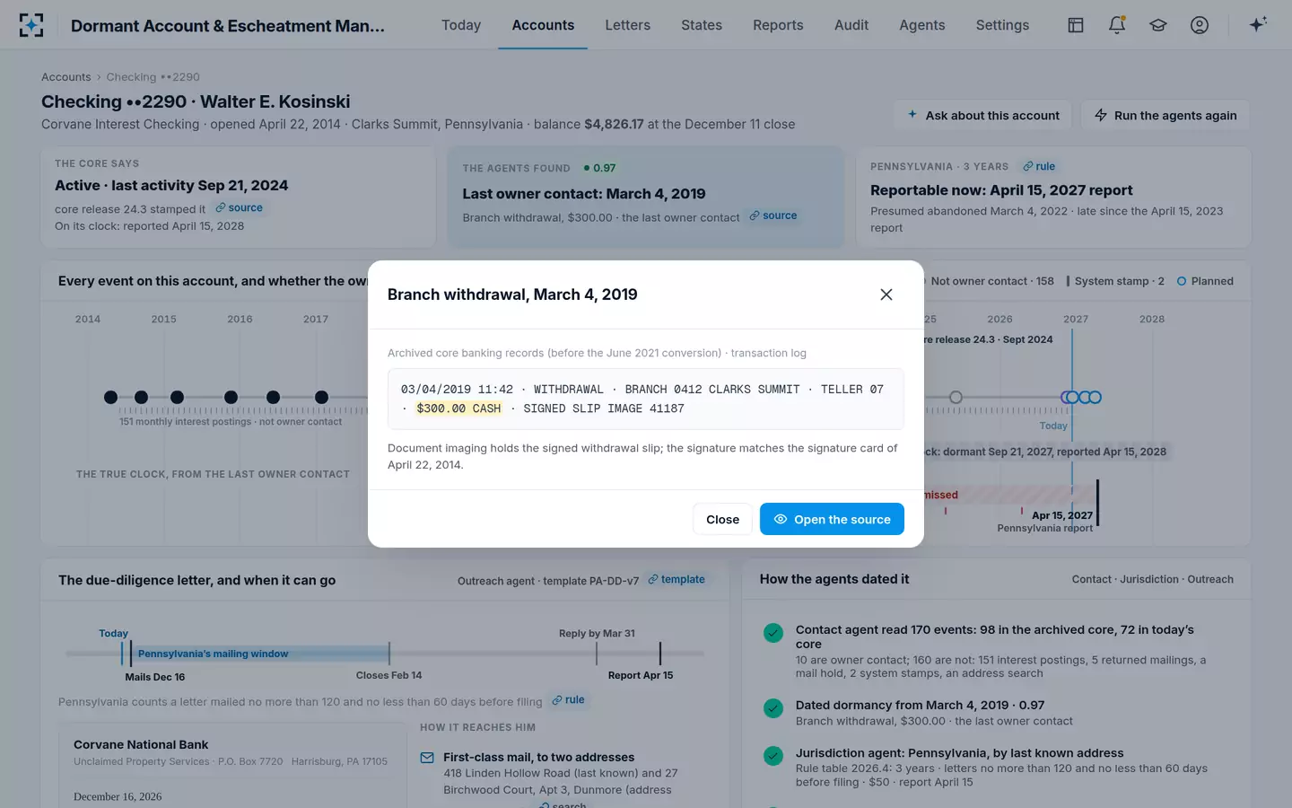 Dormant Account & Escheatment Management — The source behind the date