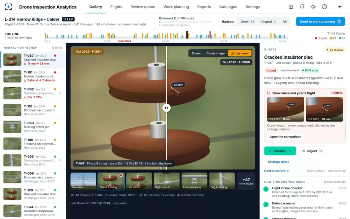 Drone Inspection Analytics — Last year, on the same component