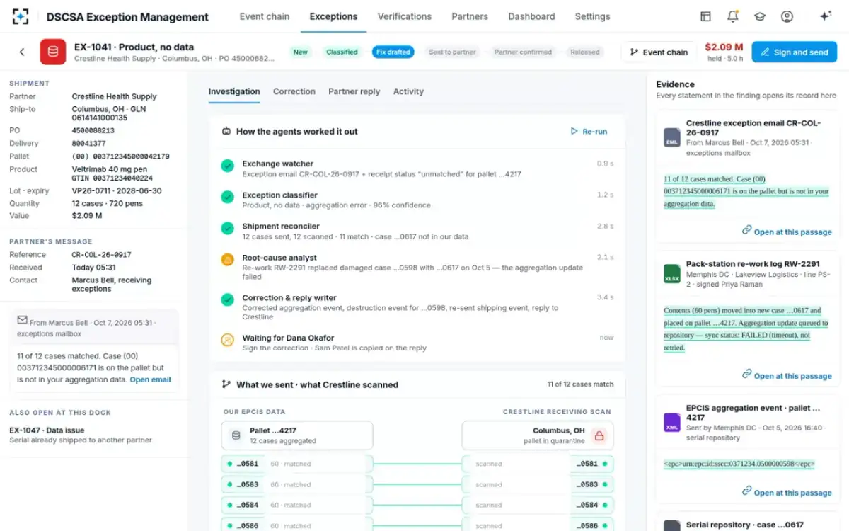 DSCSA Exception Management — The full exception record