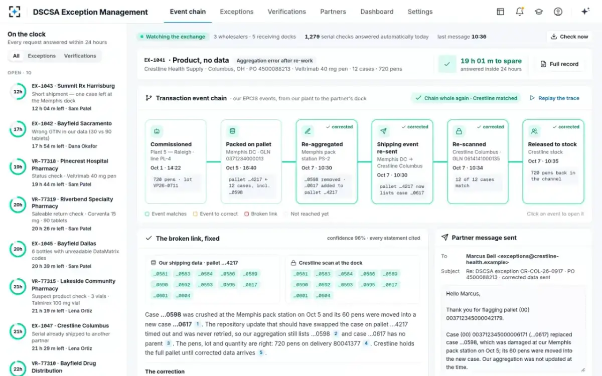 DSCSA Exception Management — Chain whole again