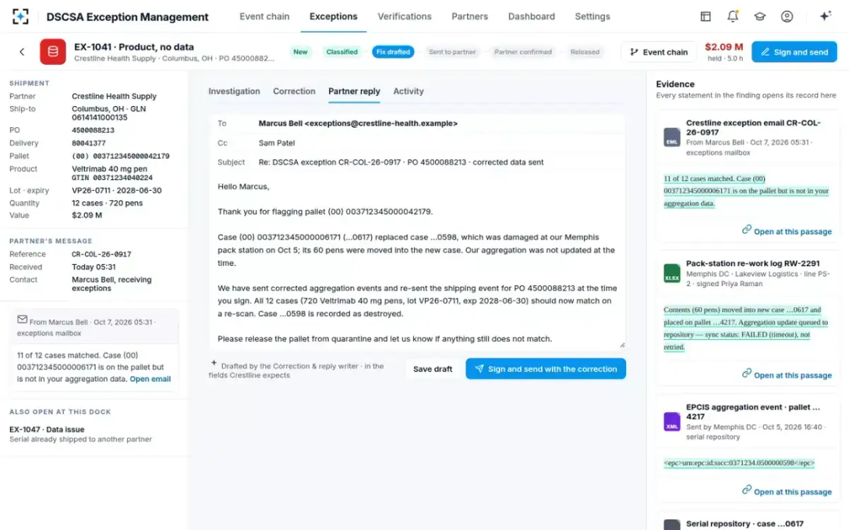 DSCSA Exception Management — The partner reply
