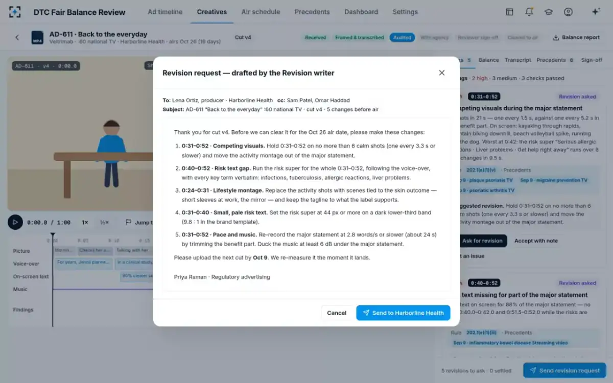 DTC Fair Balance Review — The revision request