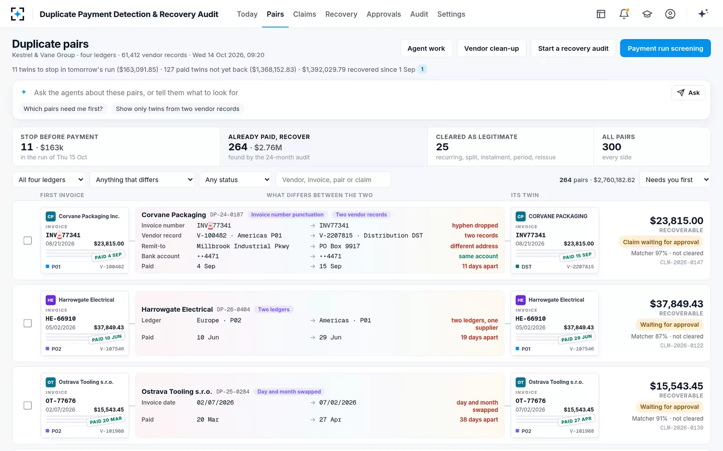 Duplicate Payment Detection & Recovery Audit — Already paid, to recover