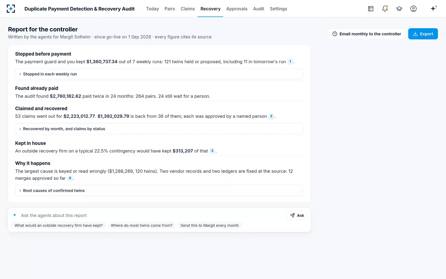 Duplicate Payment Detection & Recovery Audit — Reports