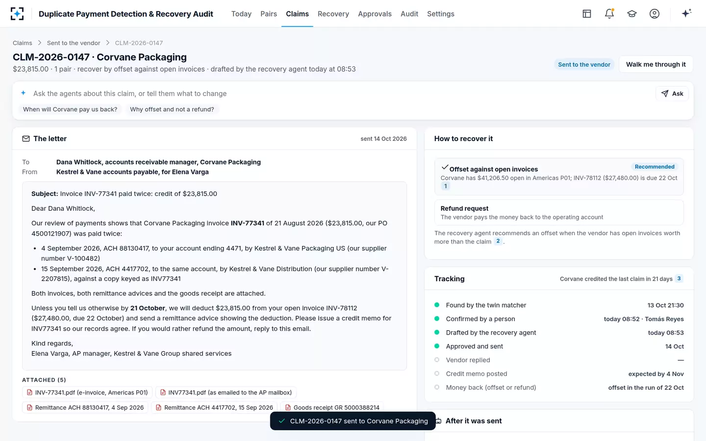 Duplicate Payment Detection & Recovery Audit — After it was sent