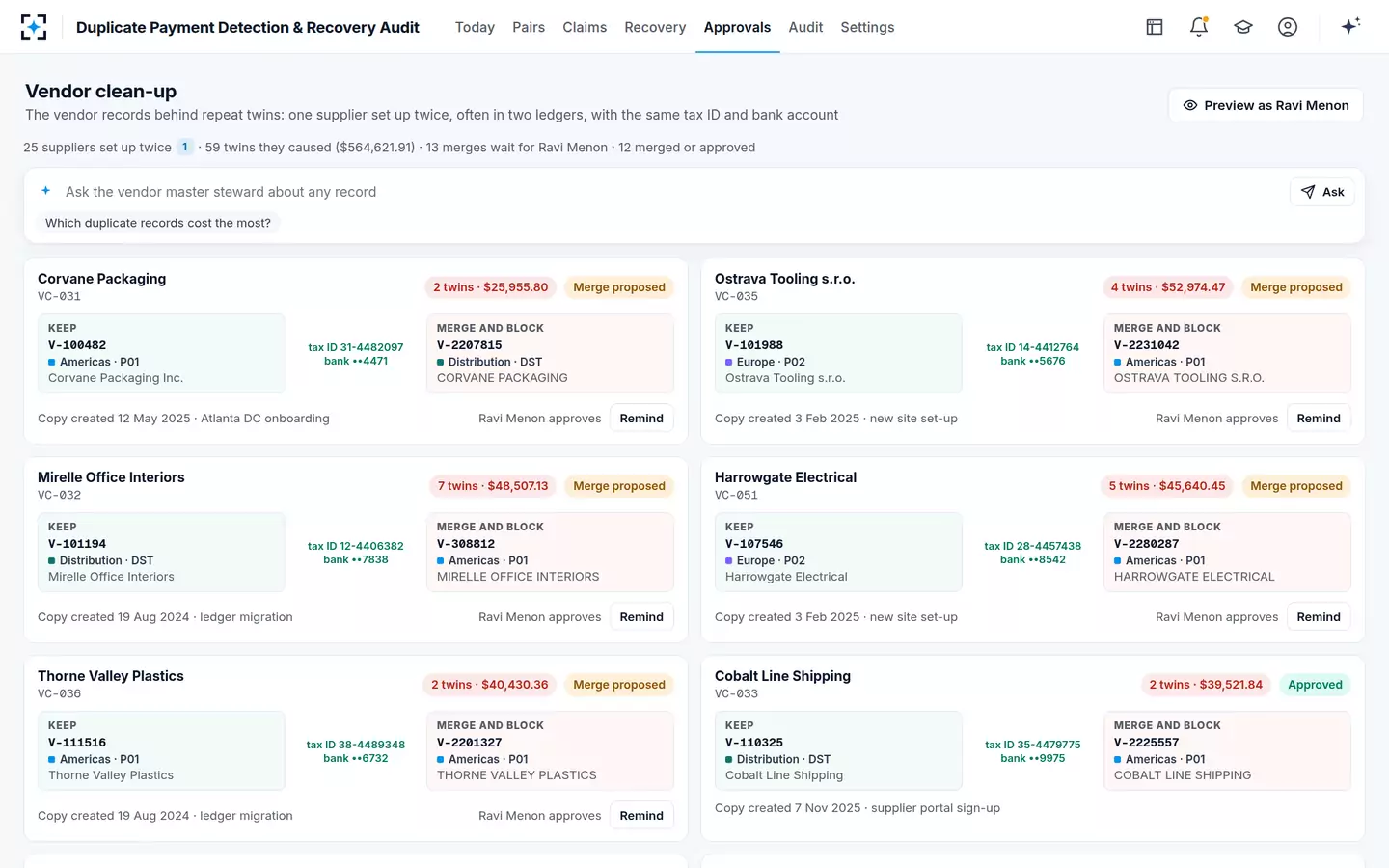 Duplicate Payment Detection & Recovery Audit — Vendor clean-up