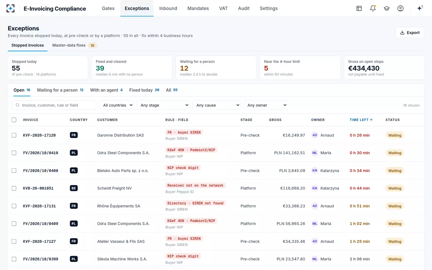 E-Invoicing Compliance — Exceptions