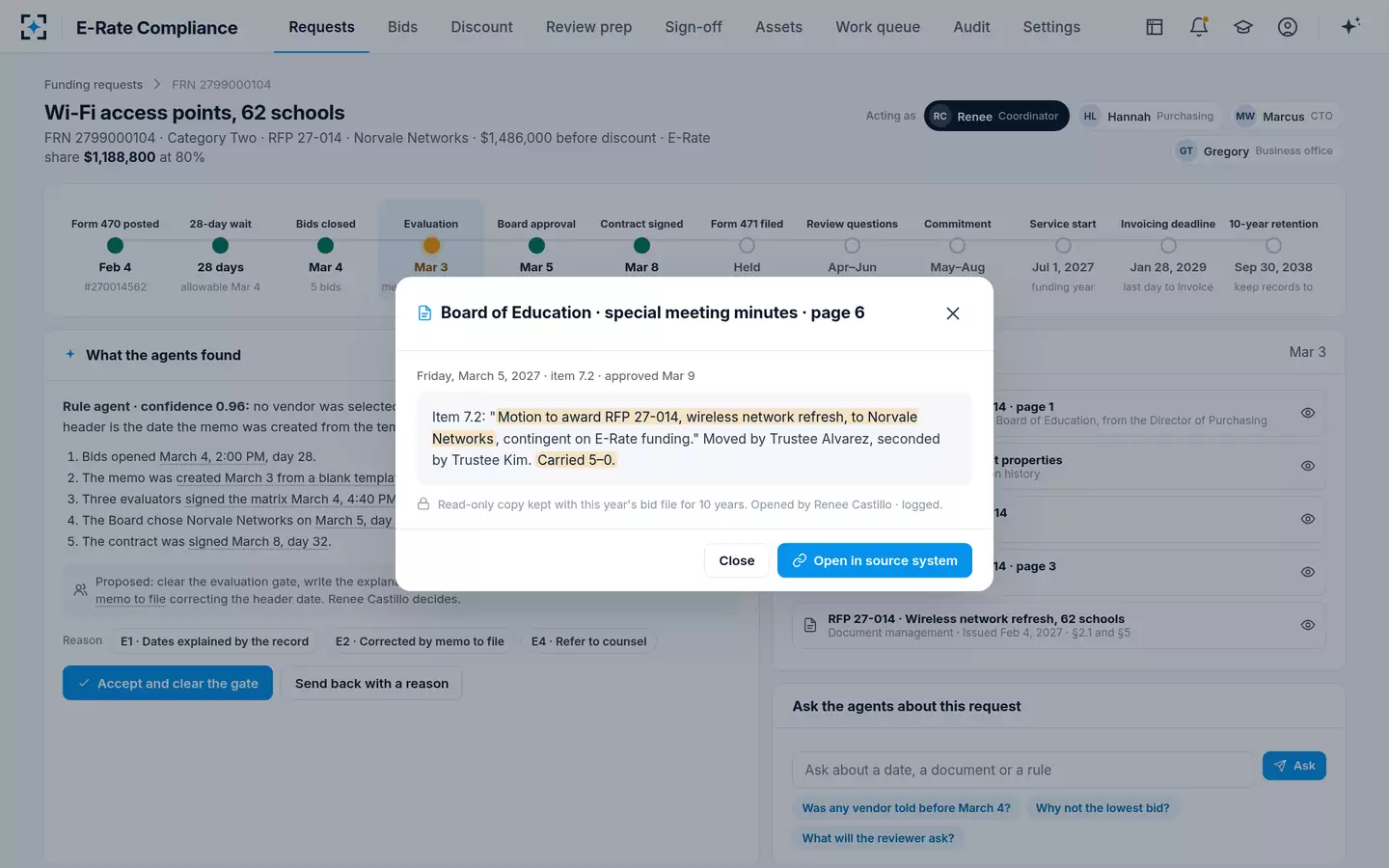 E-Rate Compliance — Every date opens the page it came from