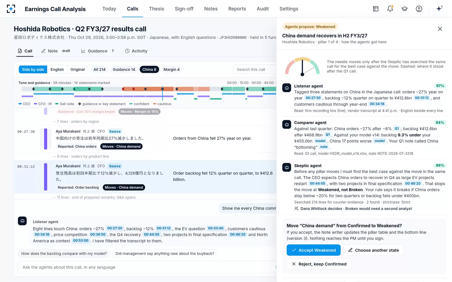 Earnings Call Analysis — Review and decide