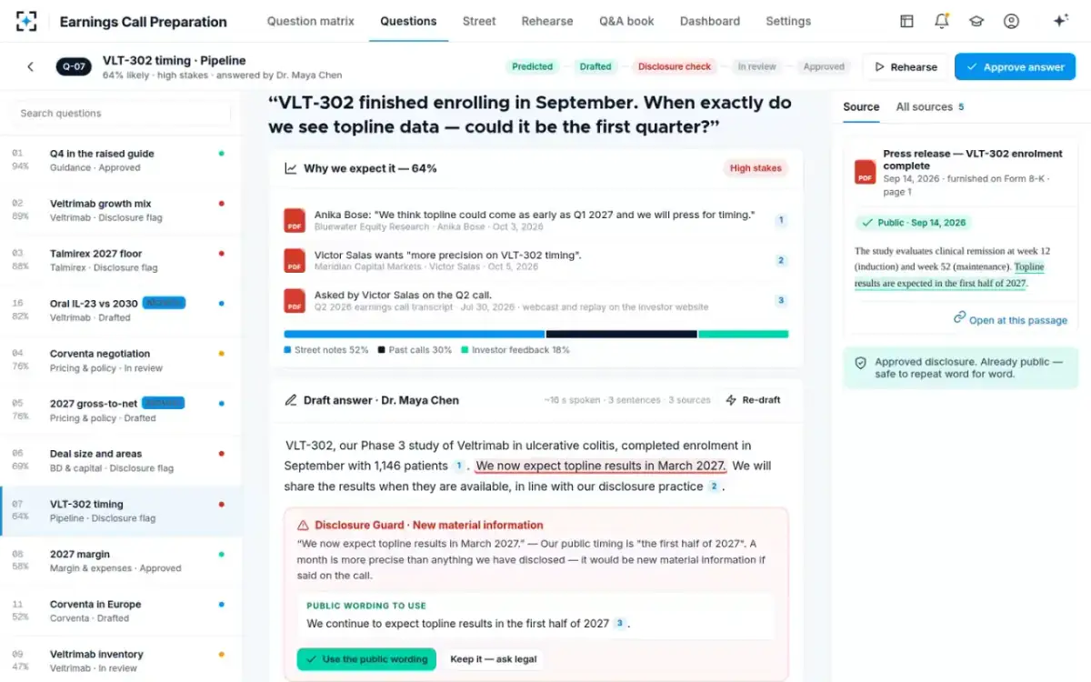 Earnings Call Preparation — A disclosure flag