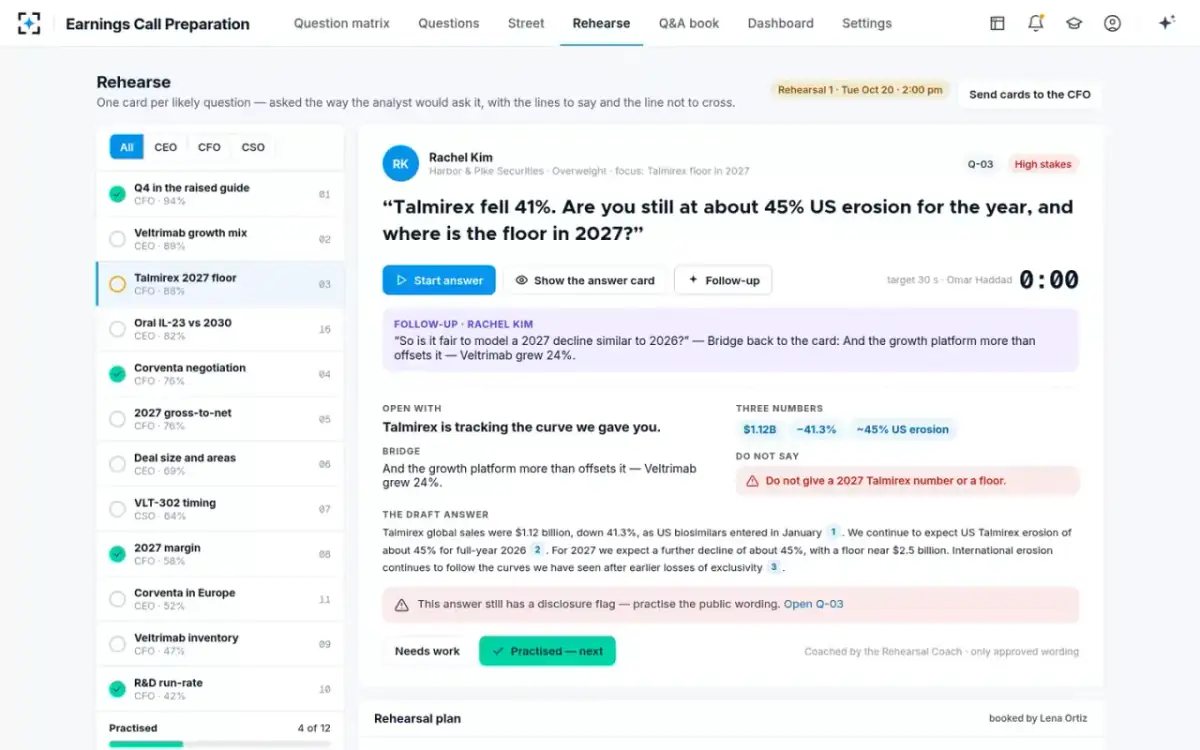 Earnings Call Preparation — Rehearsal
