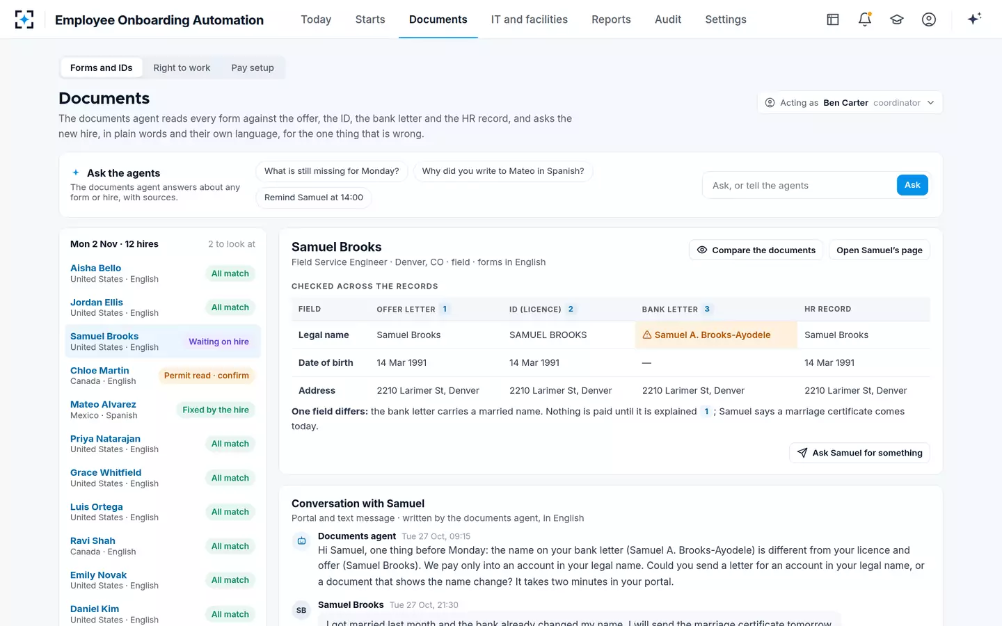 Employee Onboarding Automation — Forms checked across the records