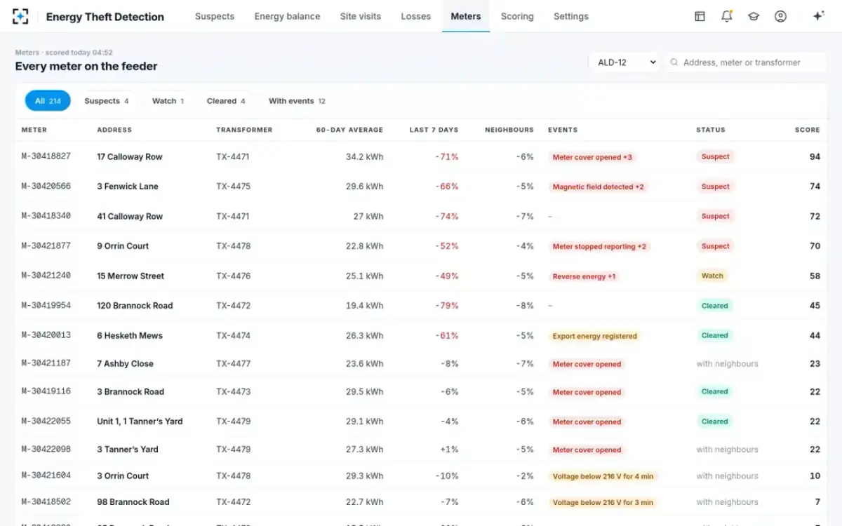 Energy Theft Detection — Every meter on the feeder
