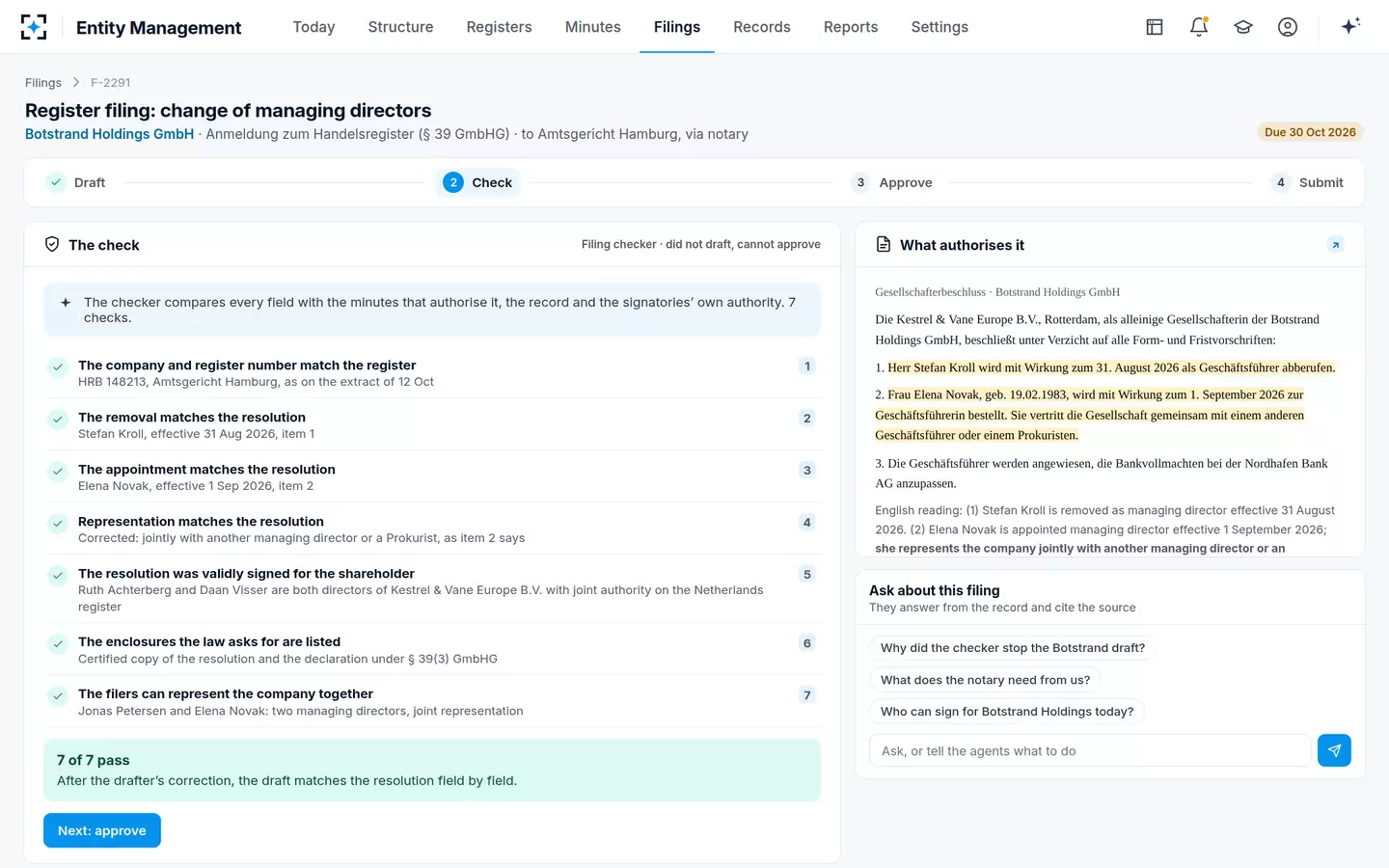 Entity Management — Corrected and re-checked