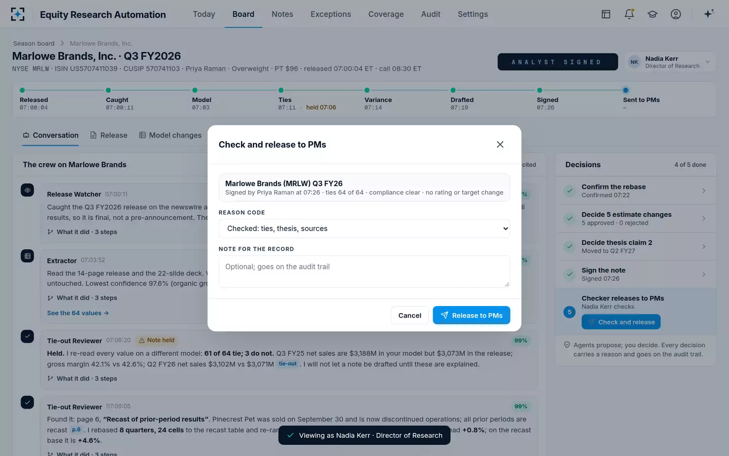 Equity Research Automation — The Director releases
