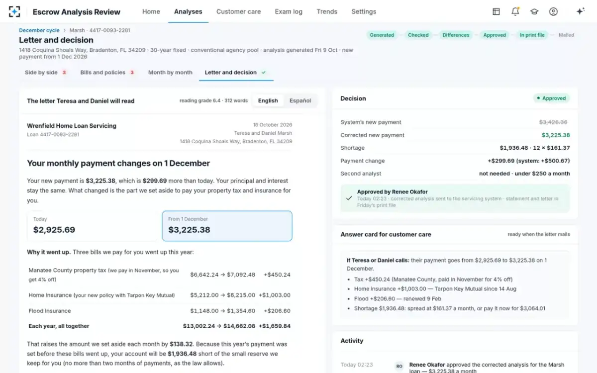 Escrow Analysis Review — Approved