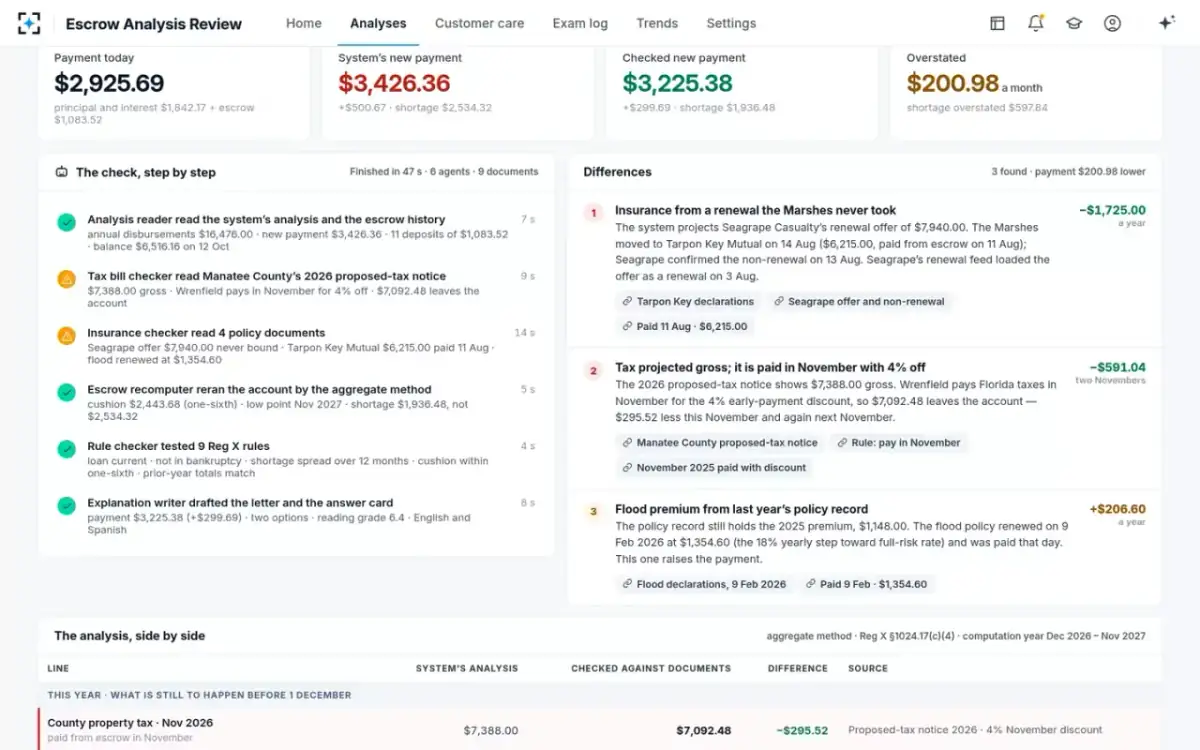 Escrow Analysis Review — The check, step by step