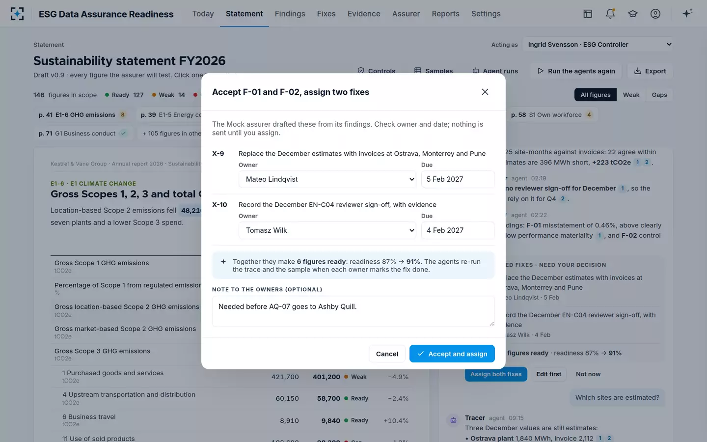 ESG Data Assurance Readiness — Accept and assign