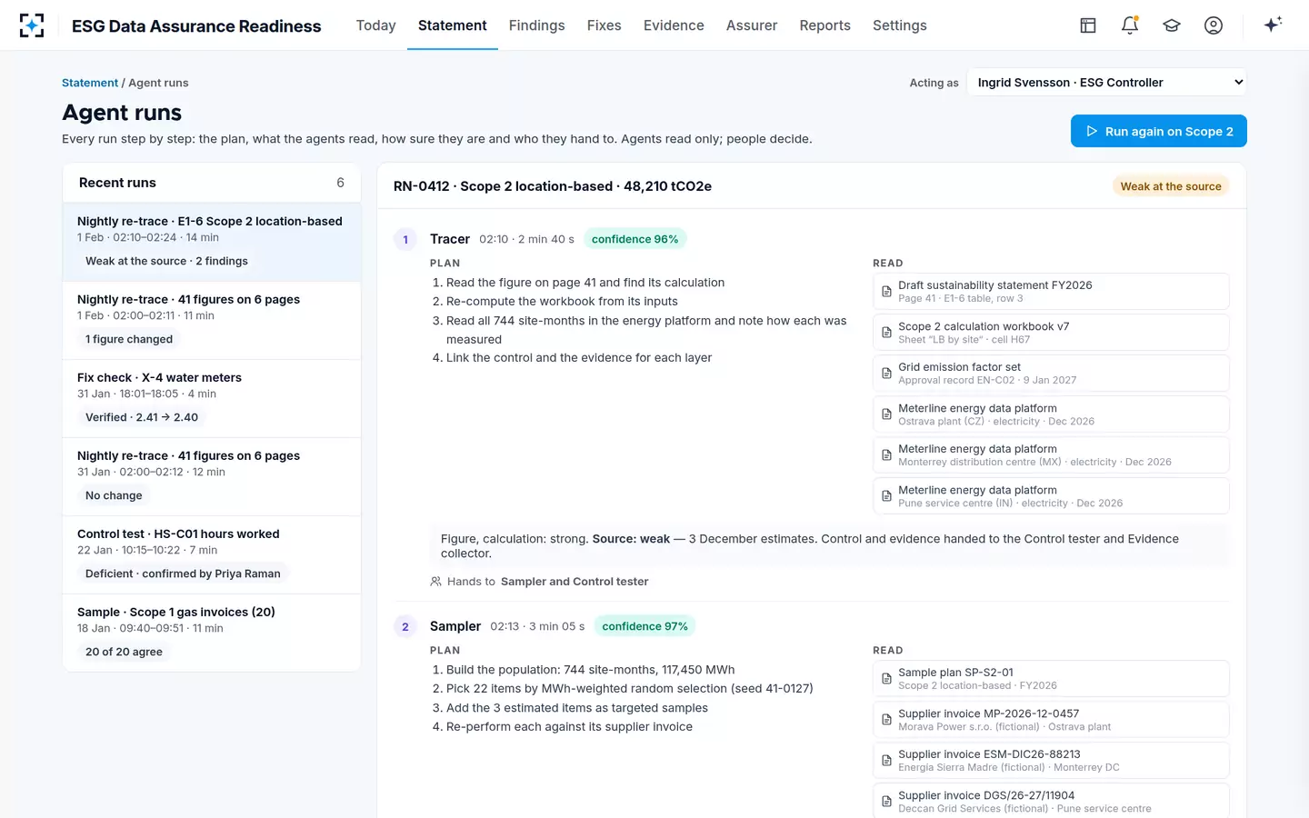 ESG Data Assurance Readiness — Agent runs