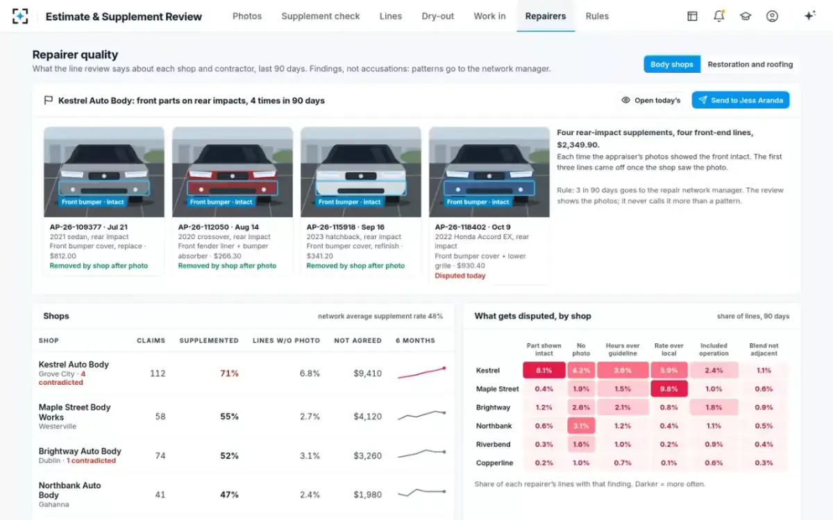 Estimate & Supplement Review — Repairer quality
