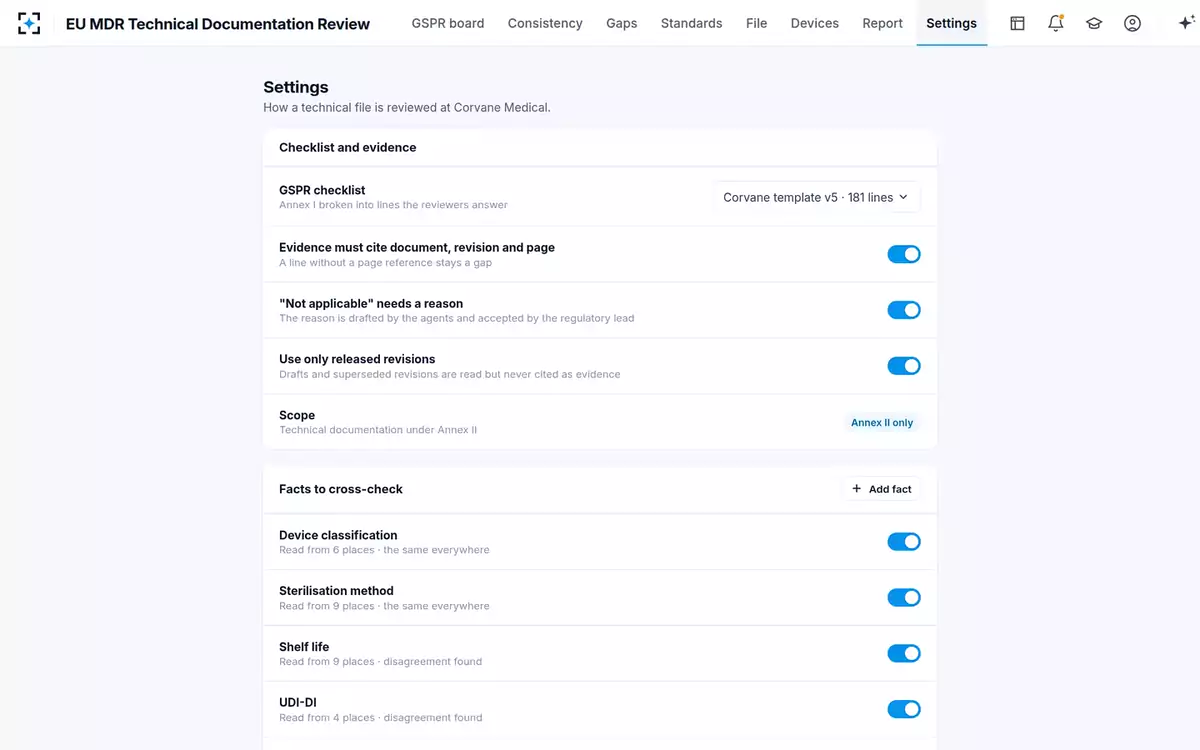EU MDR Technical Documentation Review — Your rules