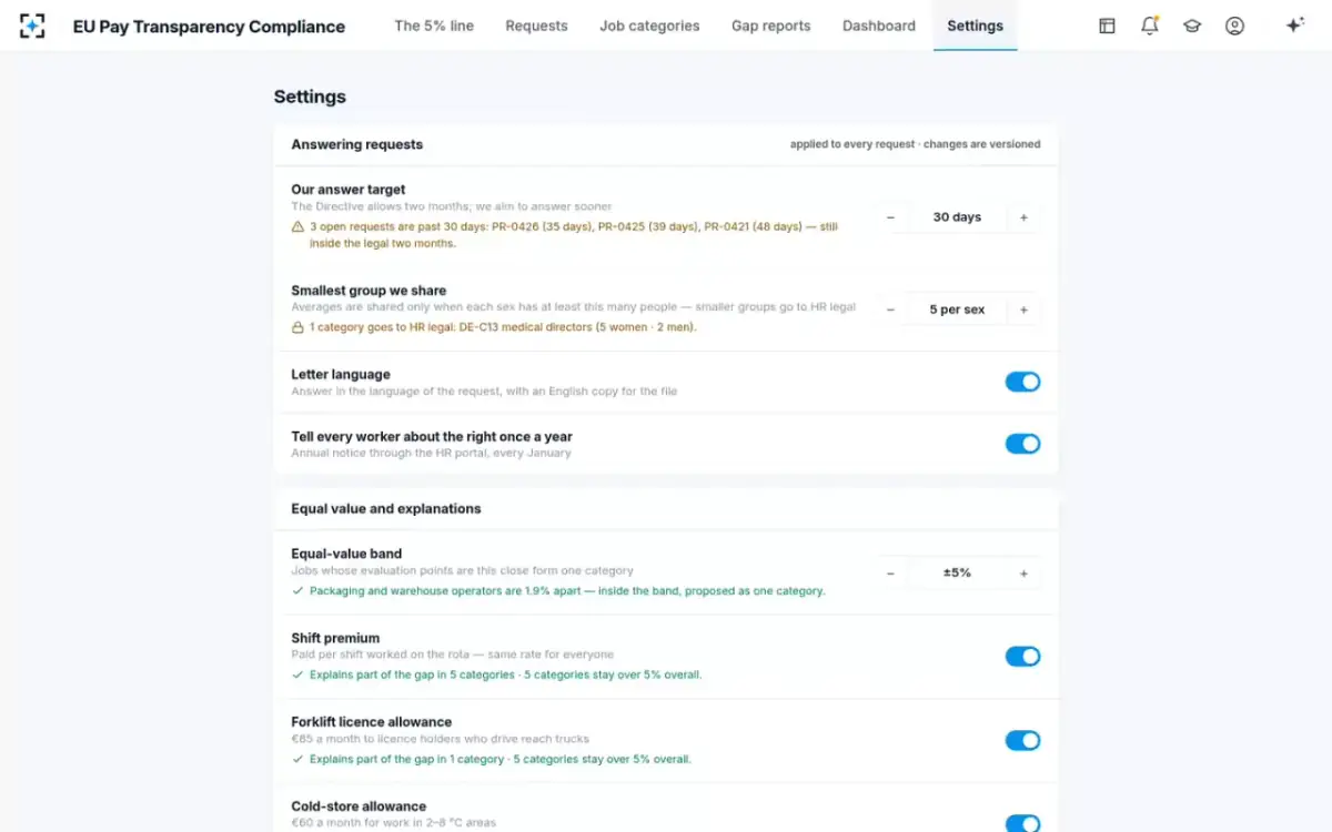 EU Pay Transparency Compliance — Your rules