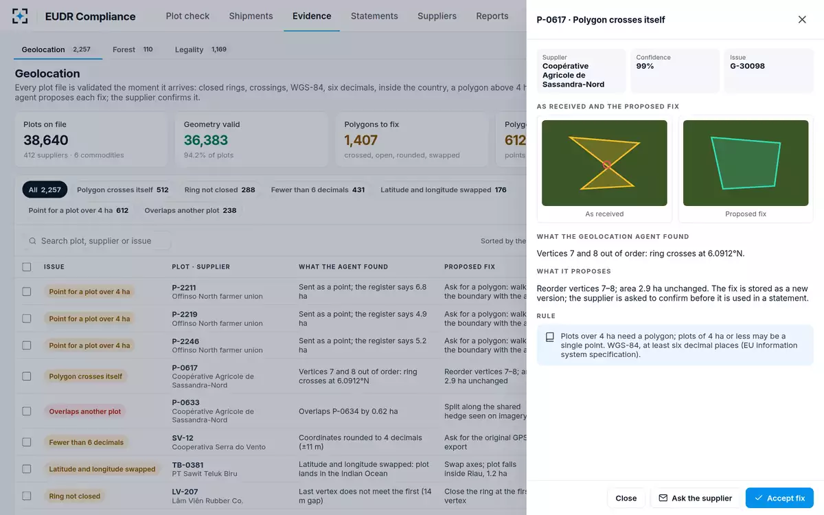 EUDR Compliance — Geolocation fixes