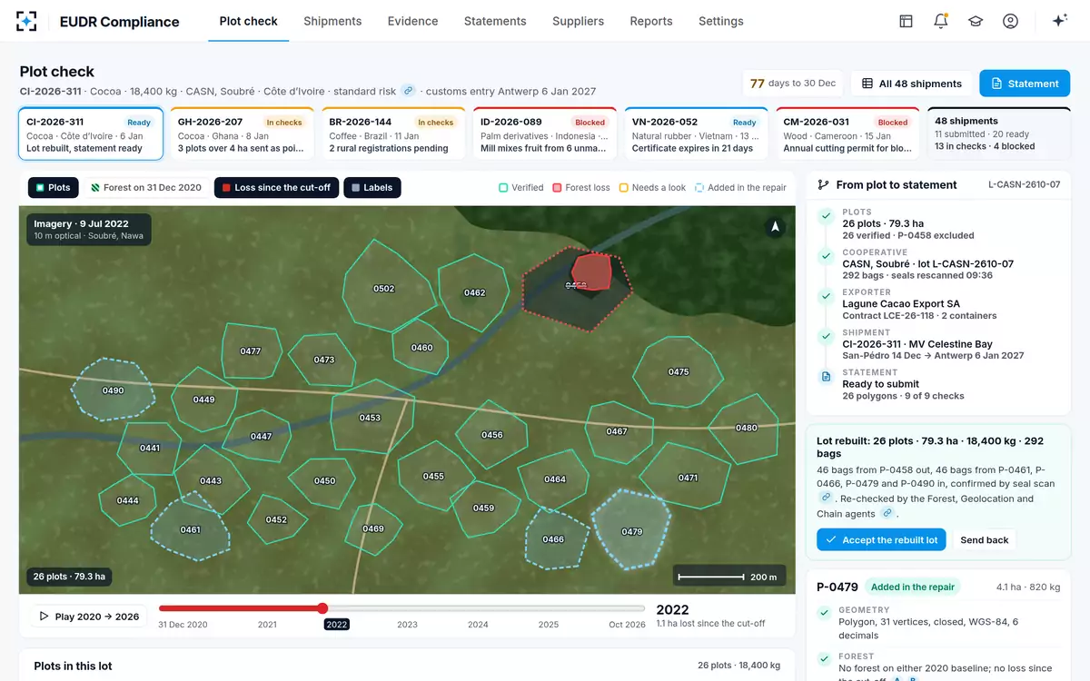 EUDR Compliance — The rebuilt lot