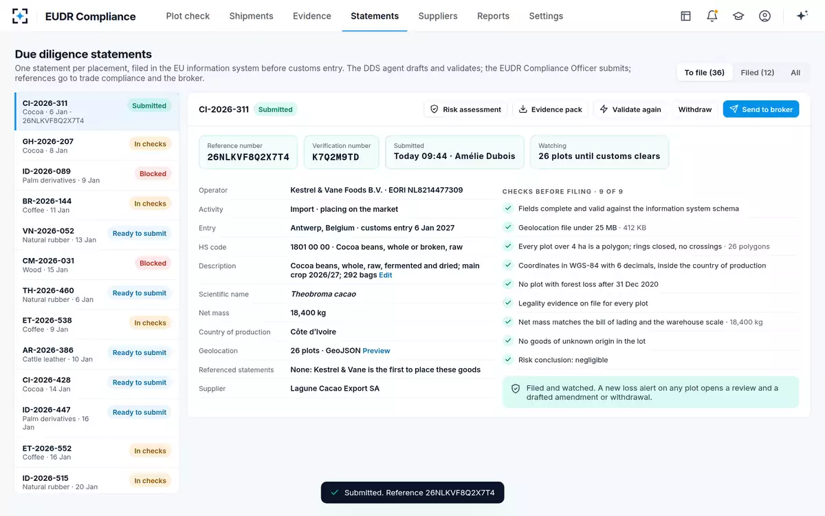 EUDR Compliance — The due diligence statement