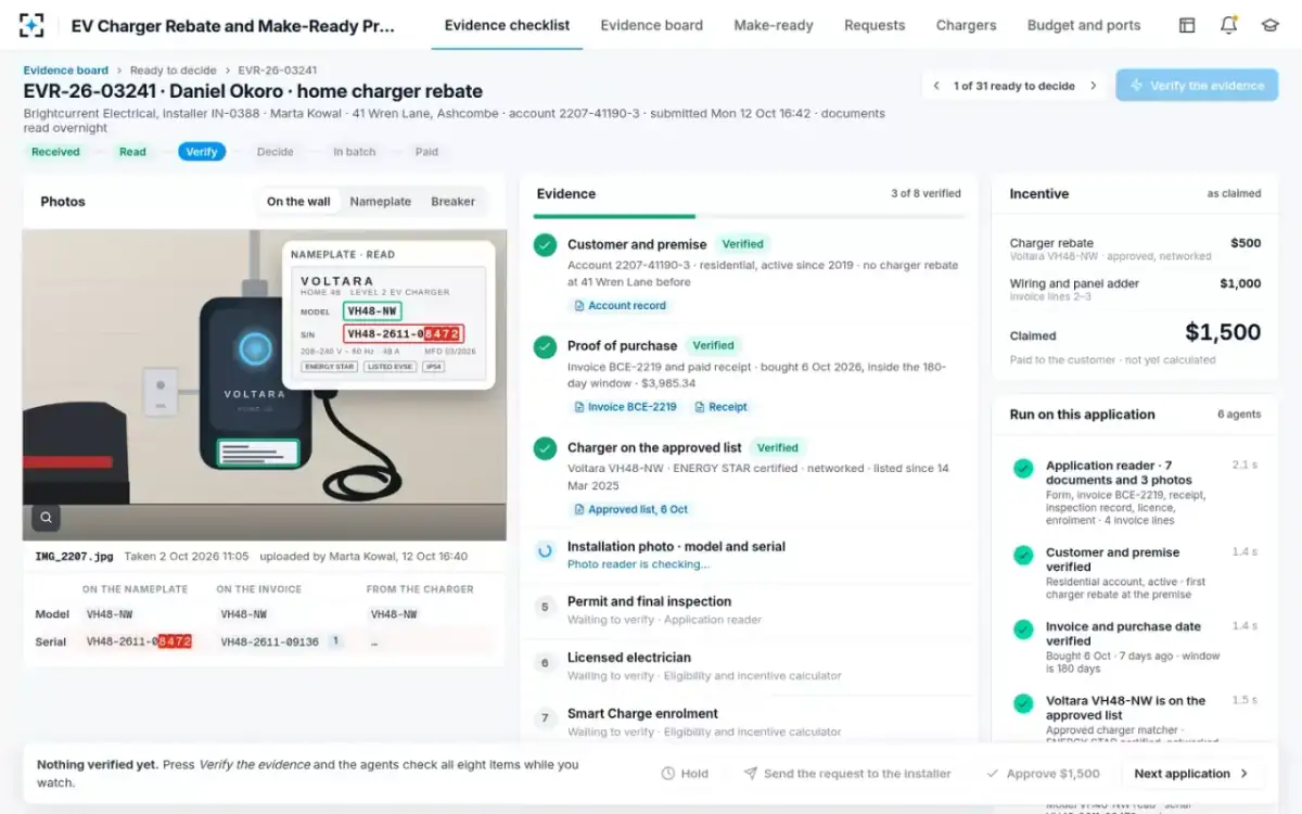 EV Charger Rebate and Make-Ready Processing — Agents at work