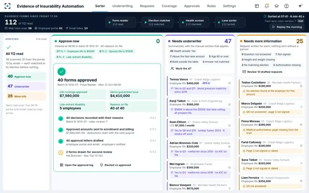 Evidence of Insurability Automation — The batch, approved