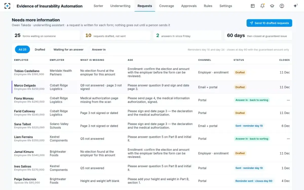Evidence of Insurability Automation — Needs more information