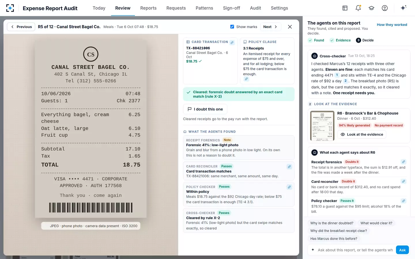 Expense Report Audit — Cleared by a card match
