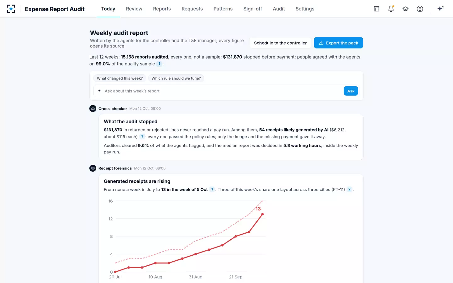 Expense Report Audit — Weekly audit report