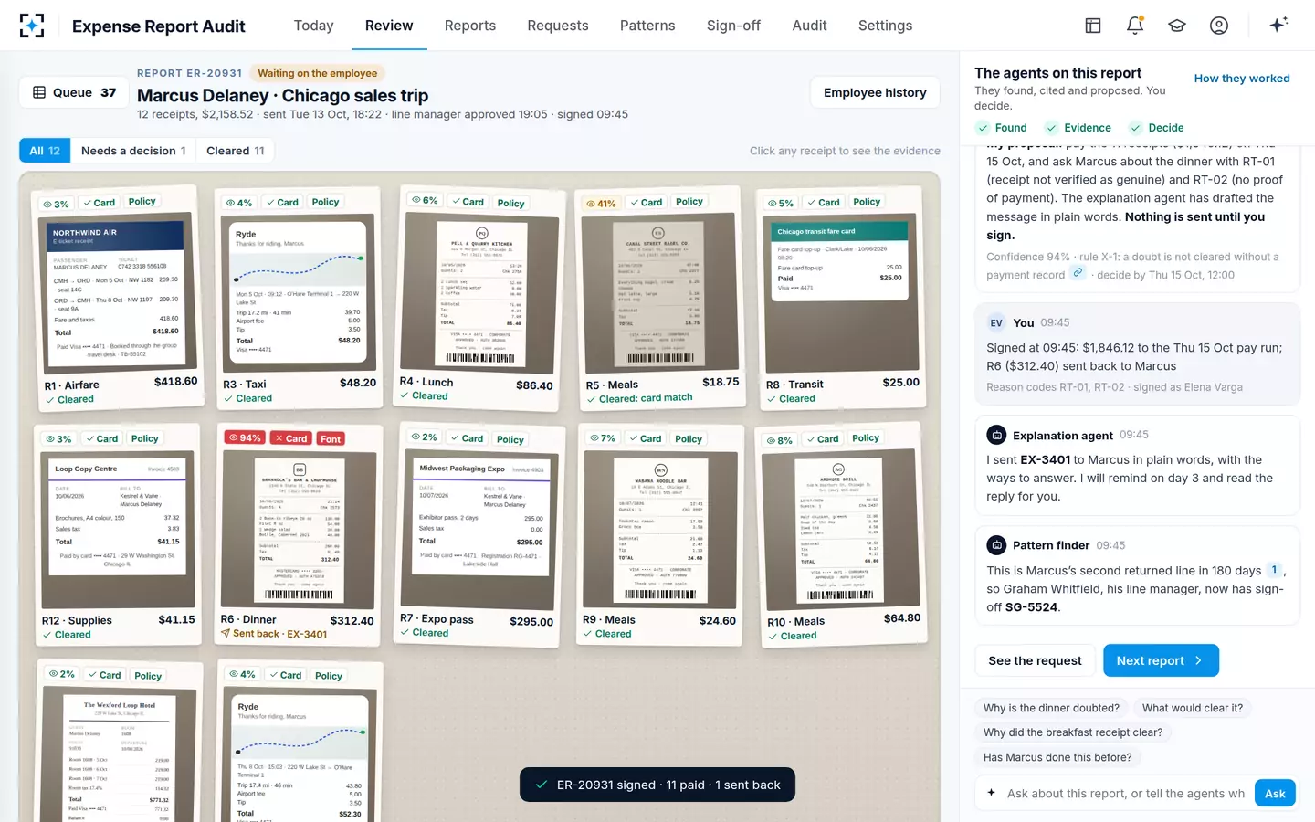Expense Report Audit — After the signature