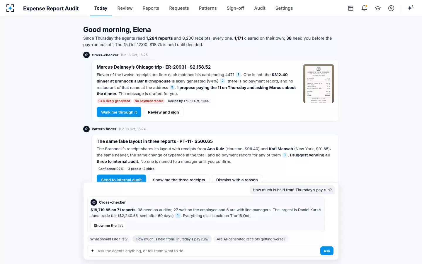 Expense Report Audit — Ask the agents