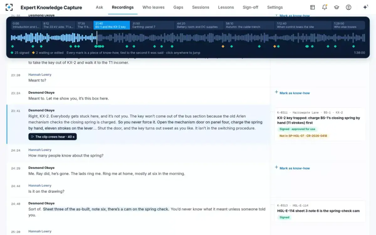 Expert Knowledge Capture — A recorded session