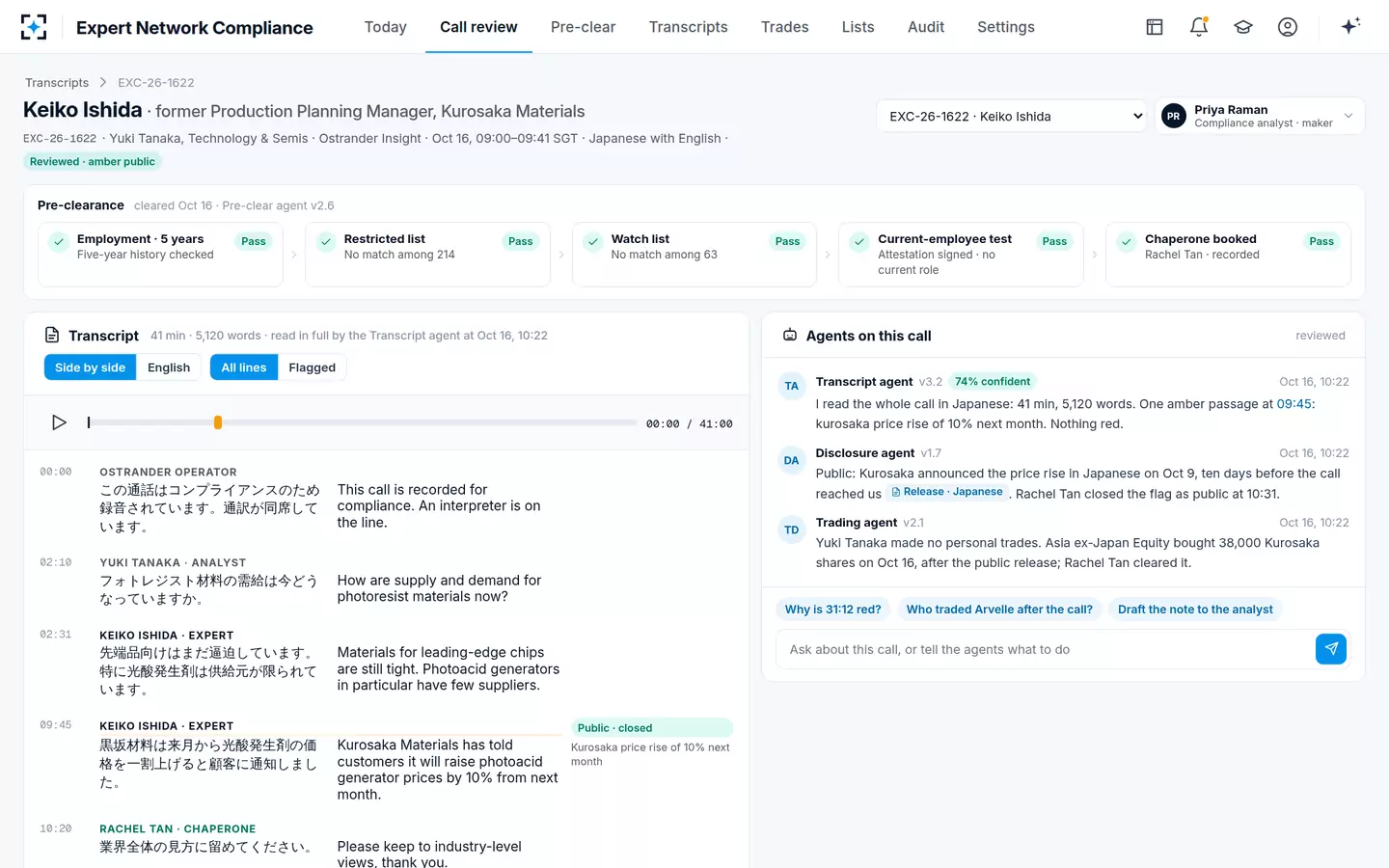 Expert Network Compliance — A call in Japanese