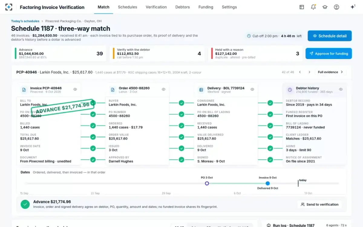 Factoring Invoice Verification — The match