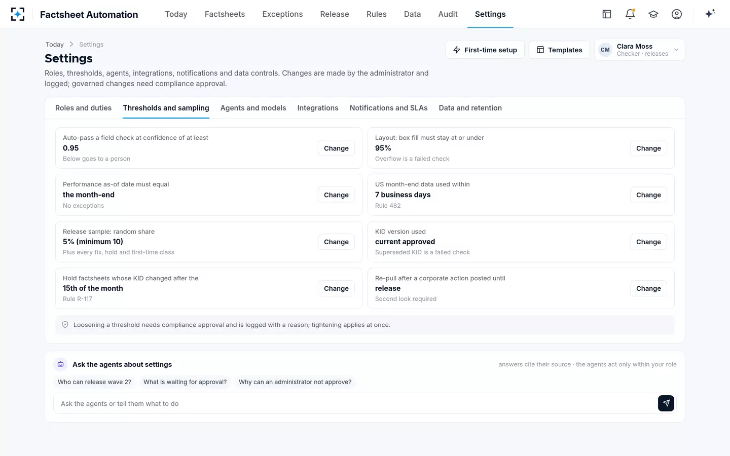Factsheet Automation — Thresholds and sampling