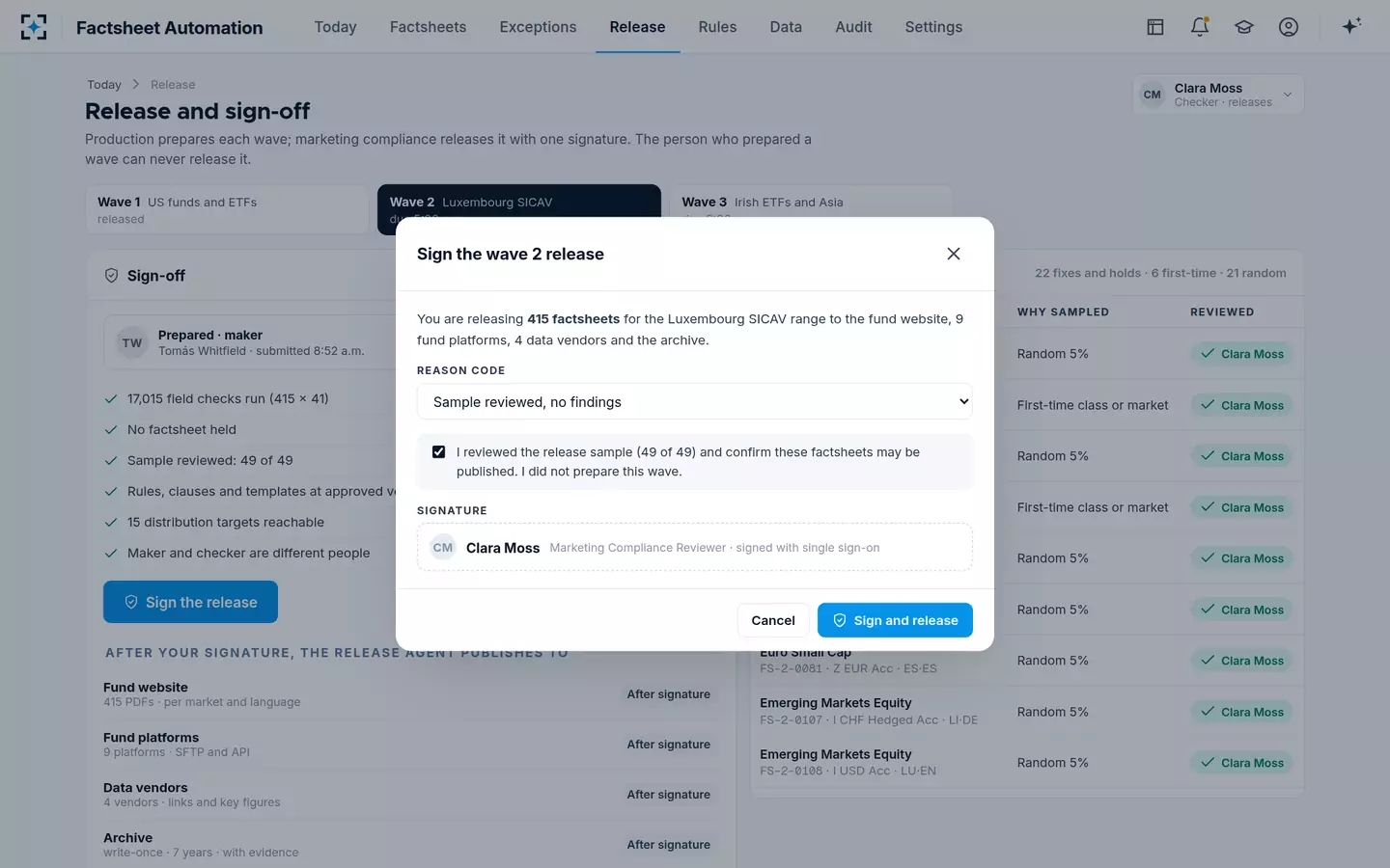 Factsheet Automation — One signed release