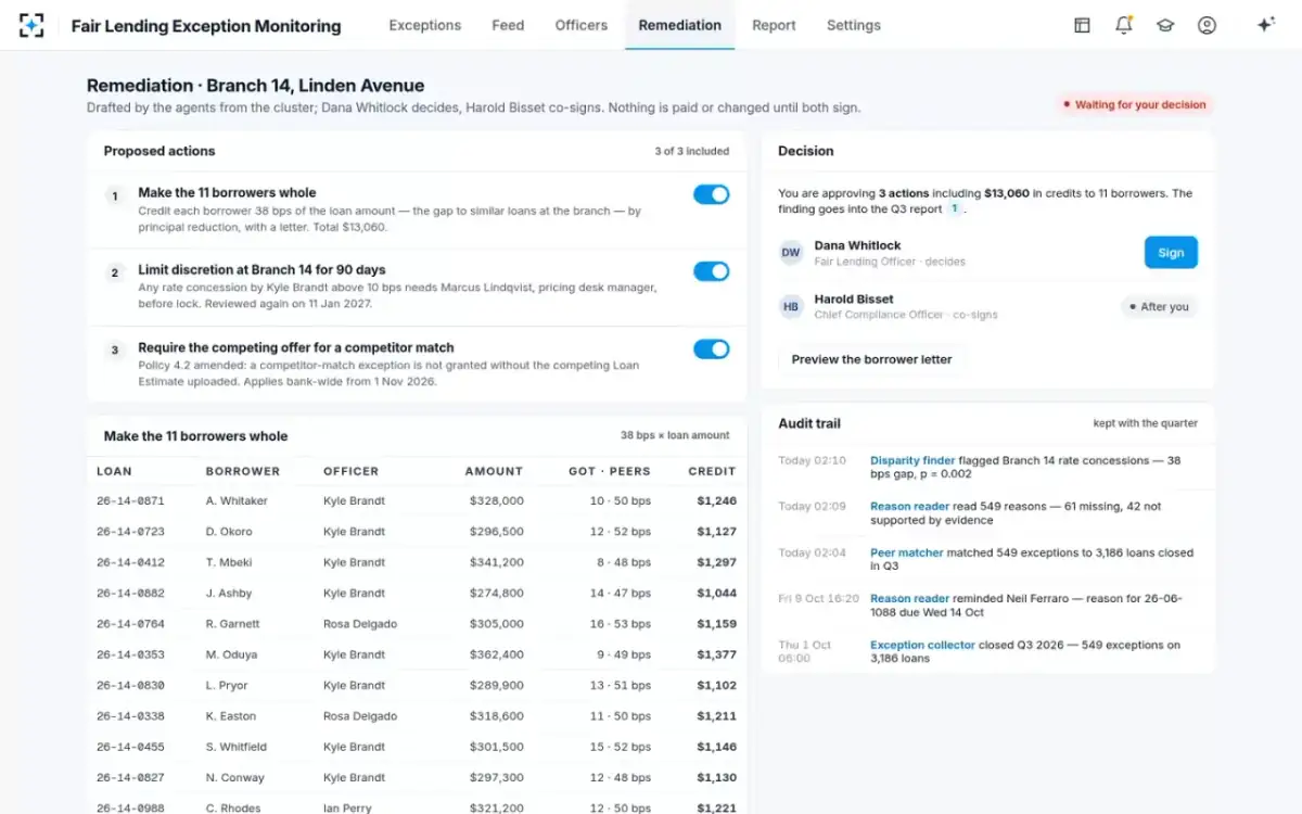 Fair Lending Exception Monitoring — Remediation