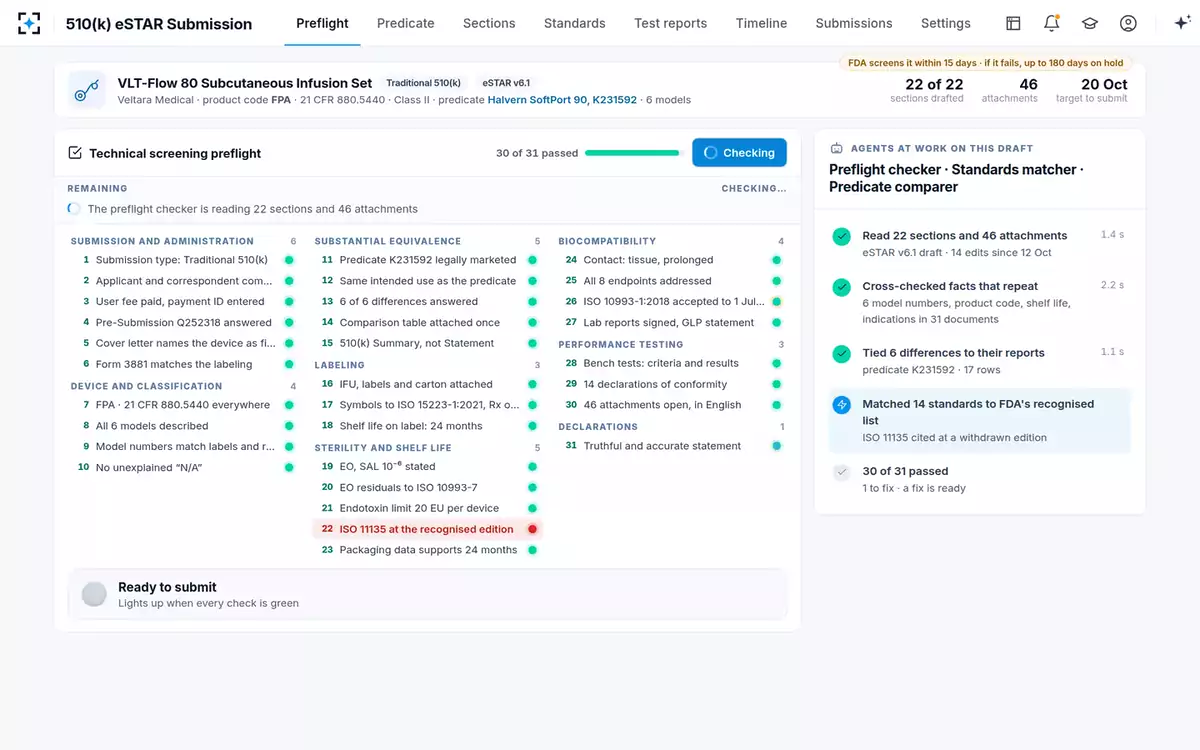 510(k) eSTAR Submission — Agents at work