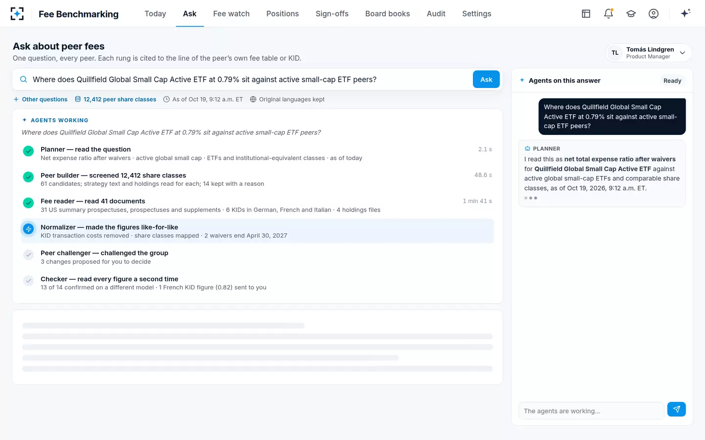 Fee Benchmarking — Agents at work