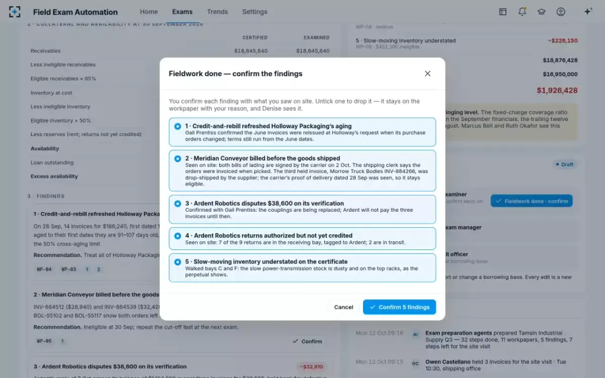 Field Exam Automation — Confirm the findings