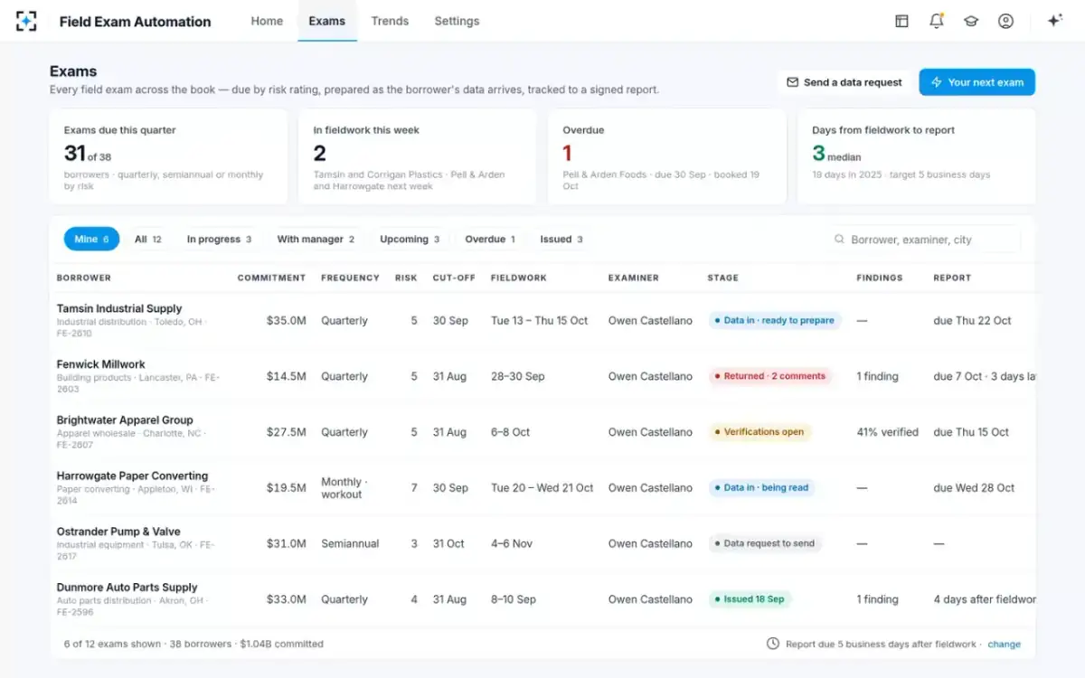 Field Exam Automation — Every exam in the book