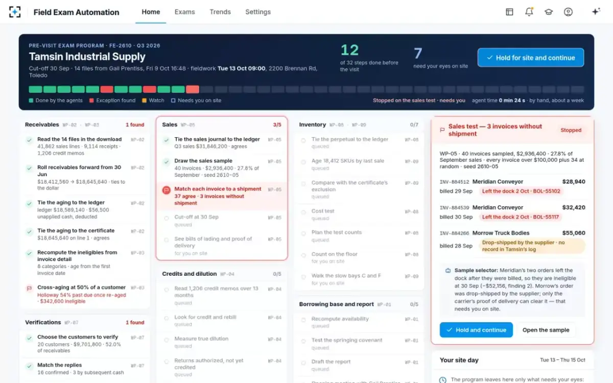 Field Exam Automation — Stopped where a person must look