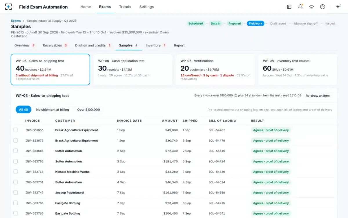 Field Exam Automation — Samples
