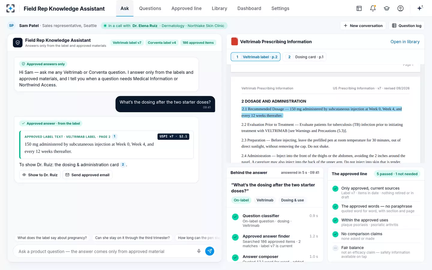 Field Rep Knowledge Assistant — Ask, in the call